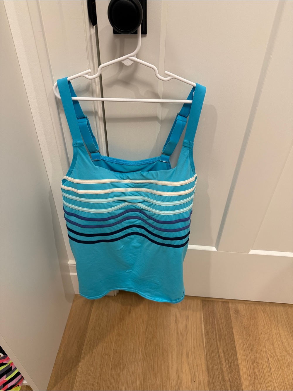 Lands End Turquoise Striped Tankini Top